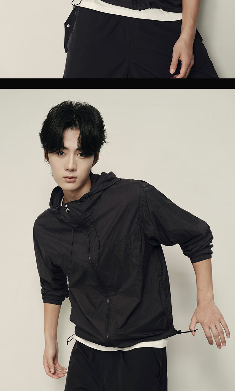 Giordano [Korean Celebrity Style] Casual Cycling Jacket Men Drawstring Hooded Lightweight Windbreaker 01075531 17