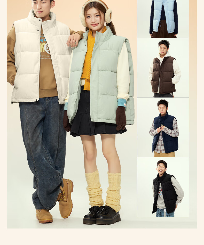 MINISO Unisex Cotton Vest Winter Thickened Stand Collar Cotton Jacket Youth Warm Sleeveless Coat Black 3XL 2