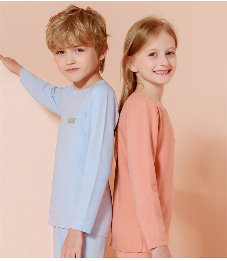 Bingxue Mian Children's Thermal Underwear Boys and Girls Seamless Thin Autumn Tops and Bottoms Large Kids German Velvet Fleece Heating Skin-Friendly Autumn Winter 14