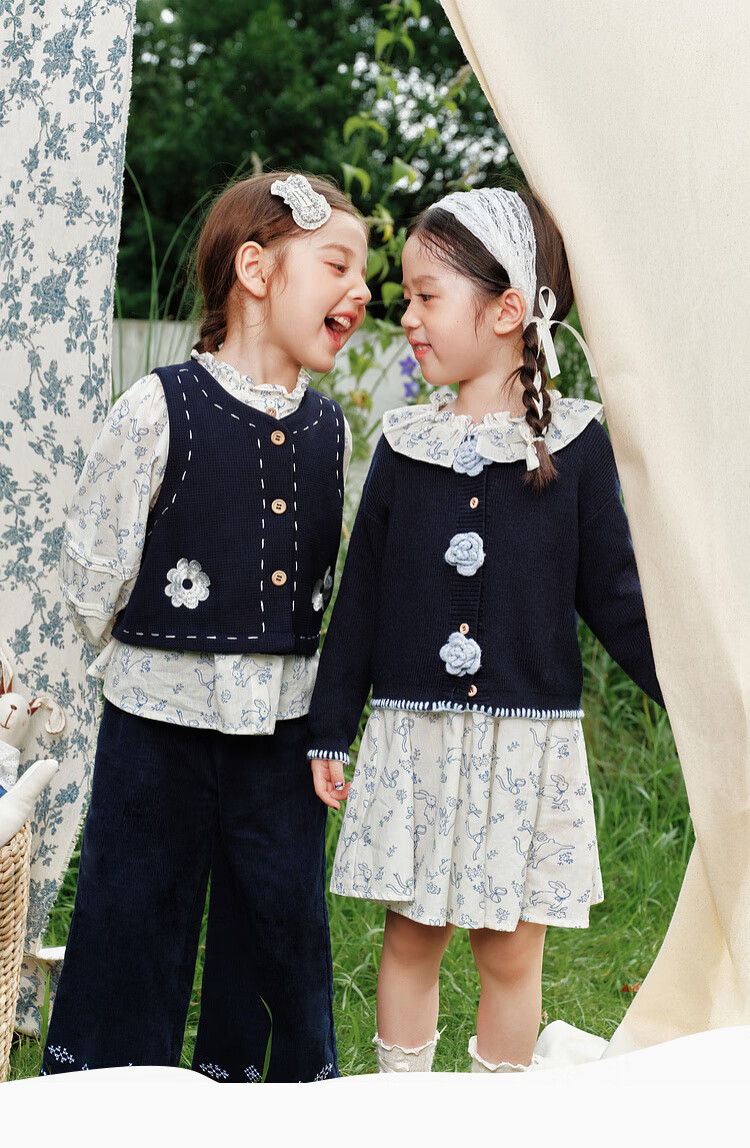 LUSON Little O Treasure Okids Children's Clothing Forest Style Set Girls 2025 Autumn Corduroy Suspender Skirt 1