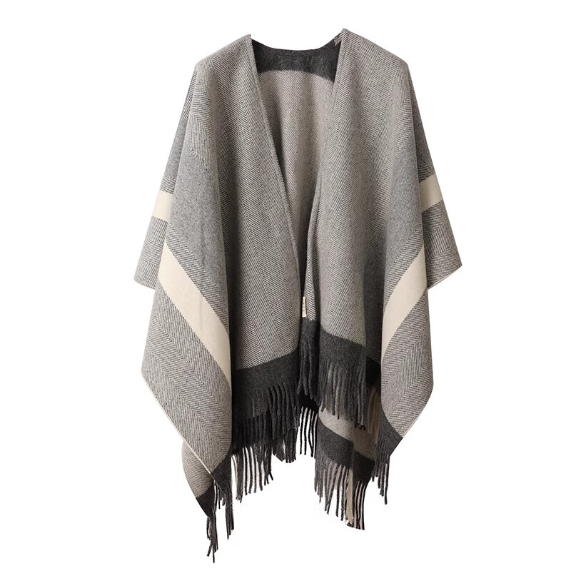BOHOBOCO Pure Wool Herringbone Shawl Summer Air-Conditioned Room Nap Blanket Scarf Cape Dual-Use [Gift Box] Oatmeal Color 18