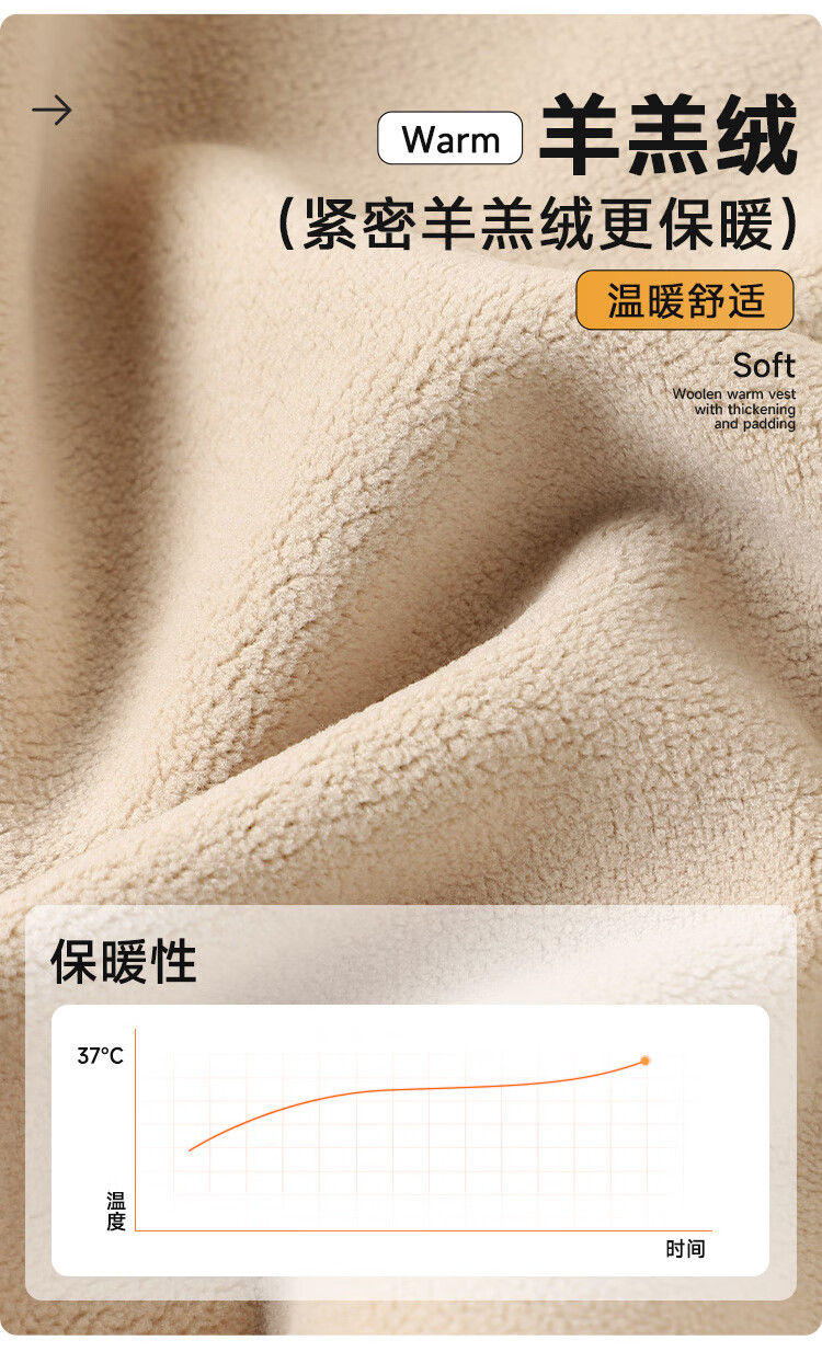 Bingxue Kapok Men's Thermal Vest Winter Thickened Fleece Lined Faux Rabbit Fur Patch Stomach Warmer Back Warmer Base Layer Sleeveless Shirt 2