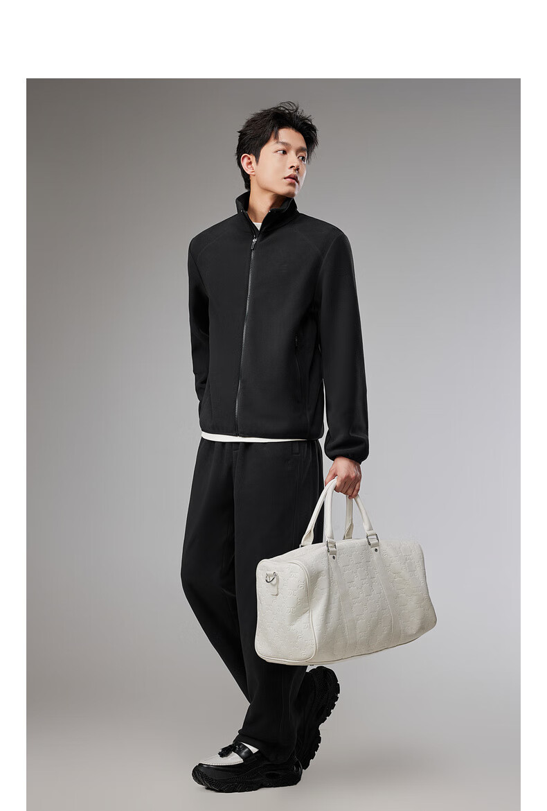 CABBEEN Sample Fleece Casual Men's Logo Tone-on-Tone Embroidery Design 2025 Winter Fleece Stand Collar Jacket 4