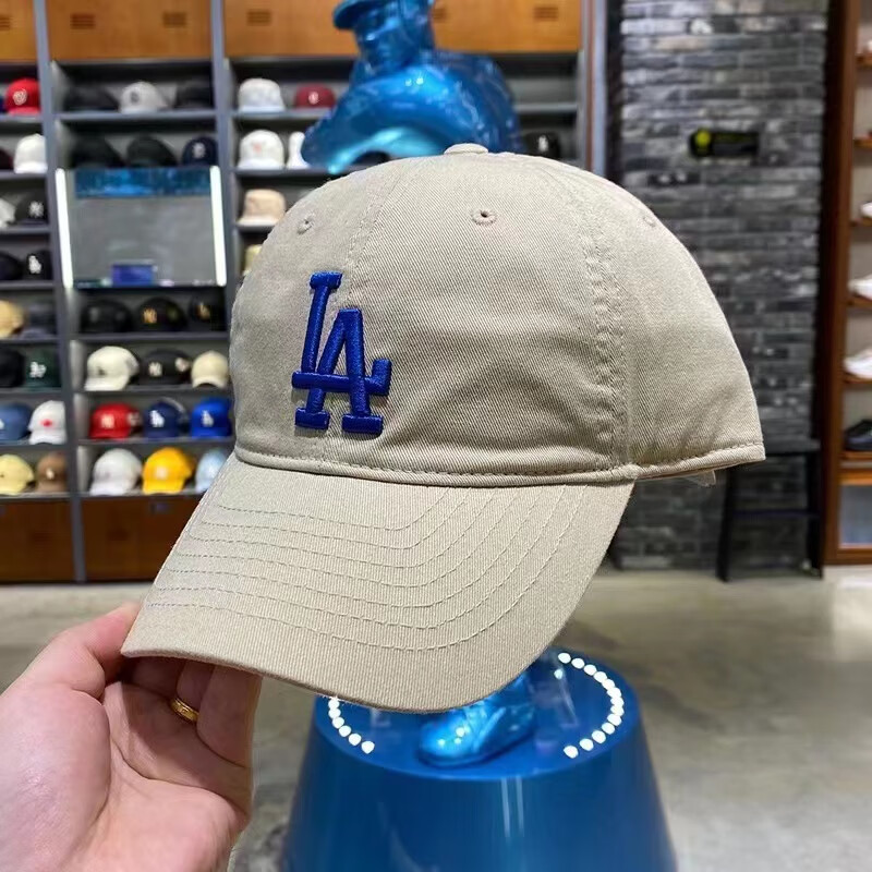韩国mlb棒球帽正品ny男女帽子洋基队鸭舌帽la软顶新款弯檐情侣帽 土黄