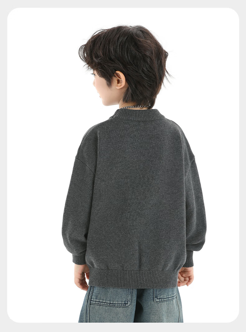 Little Elephant Ham Boys' Knitted Crew Neck Sweater Base Shirt Yellow [100% Cotton Skin-Friendly Non-Itchy] 120 cm 21