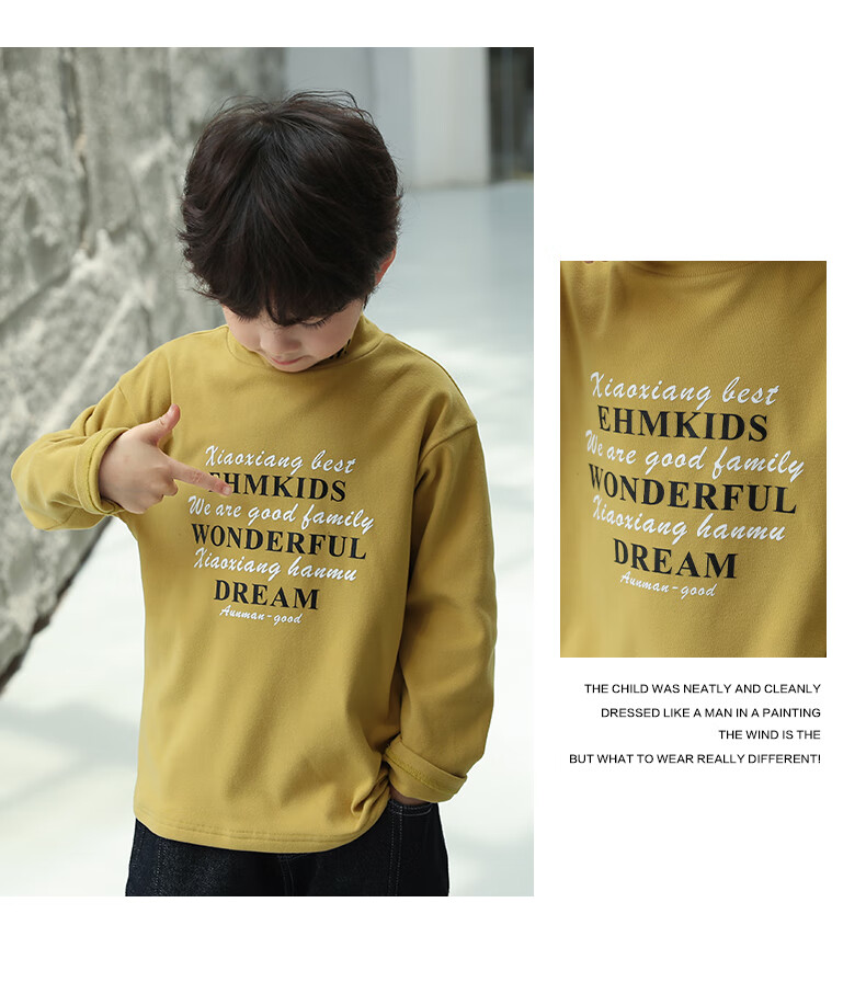 Little Elephant Ham Boys' Winter Base Layer Shirt Half Turtleneck Children's Thermal Underwear New Winter Kids' Clothing Black 120 cm 10