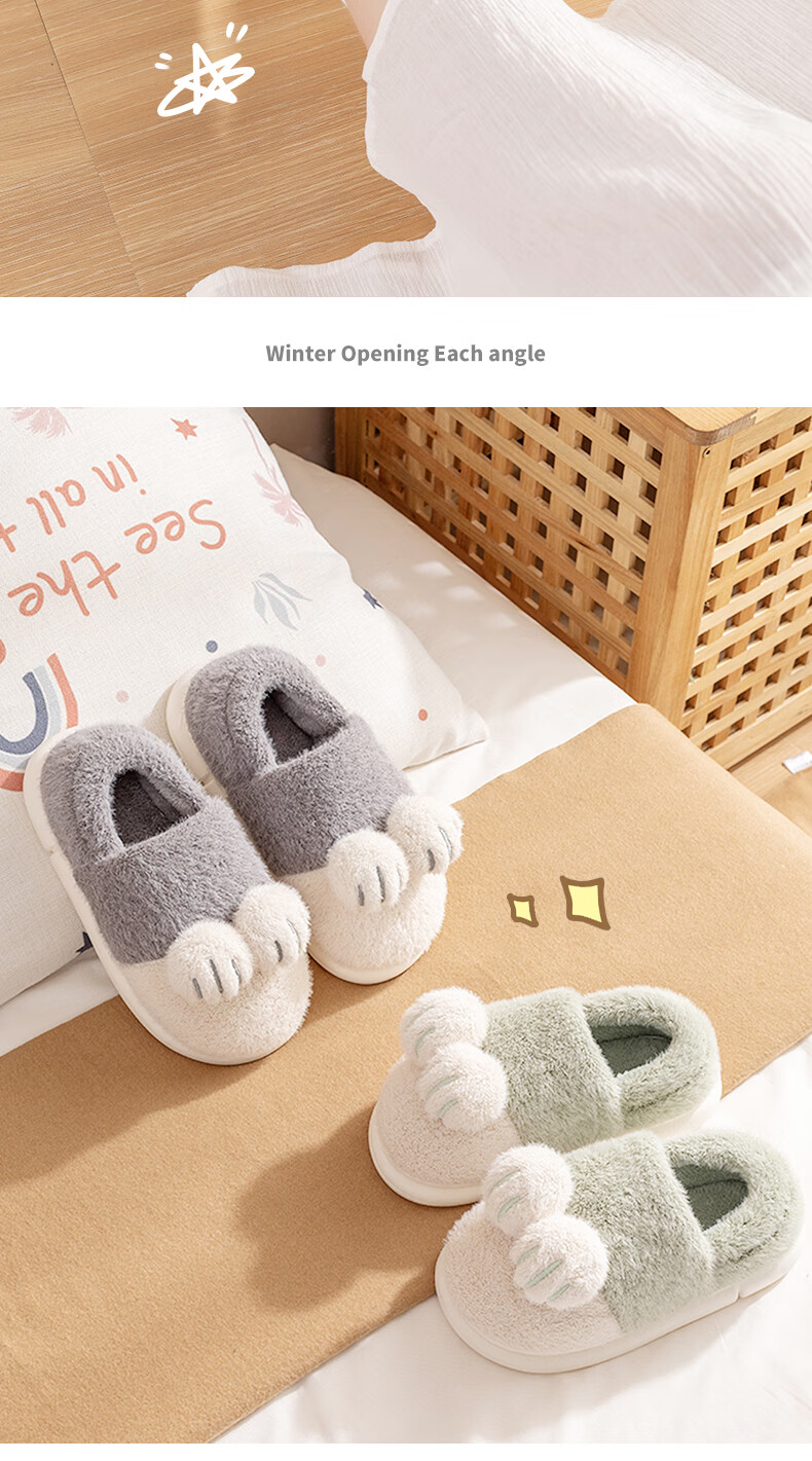 Runrou Women's Cotton Slippers with Heel Cover Autumn Winter 2025 New Maternity Indoor Furry Warm Plush Cotton Shoes 16