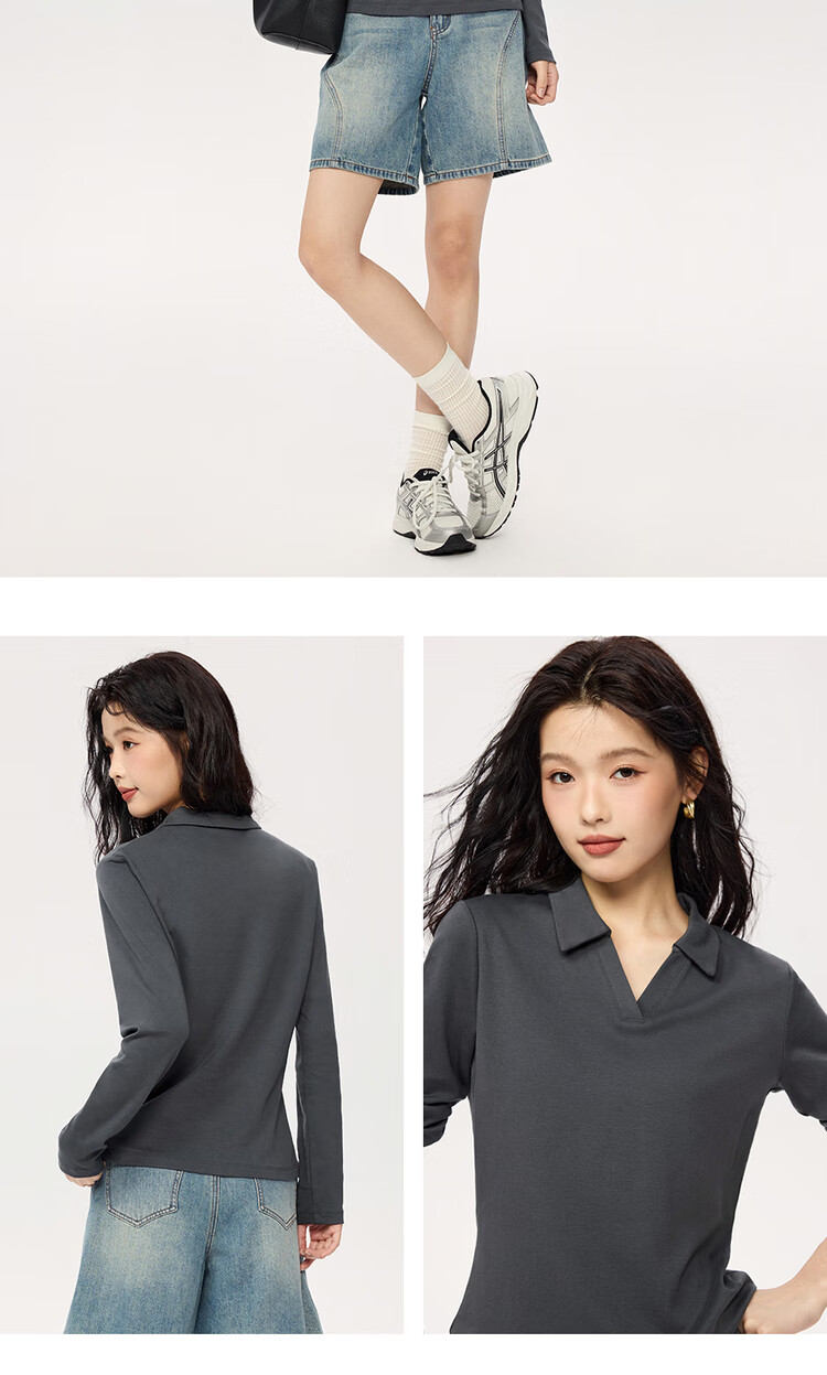 ZARA Long Sleeve Polo Shirt Women Autumn and Winter Pure Cotton Ladies Slim Fit V-neck Top 05315781 18