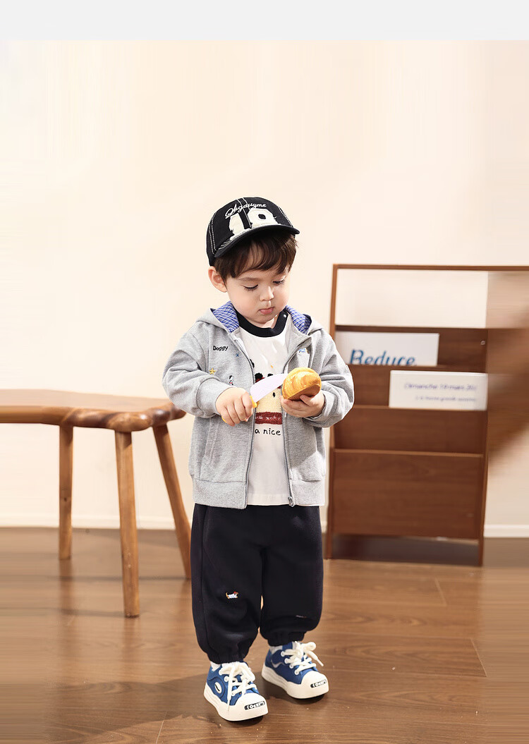 LUSON Little O Dad Boys' Baby Jacket Spring Hooded Red 2025 New Boys' Sweatshirt Baby Cardigan Spring Autumn Wear 17