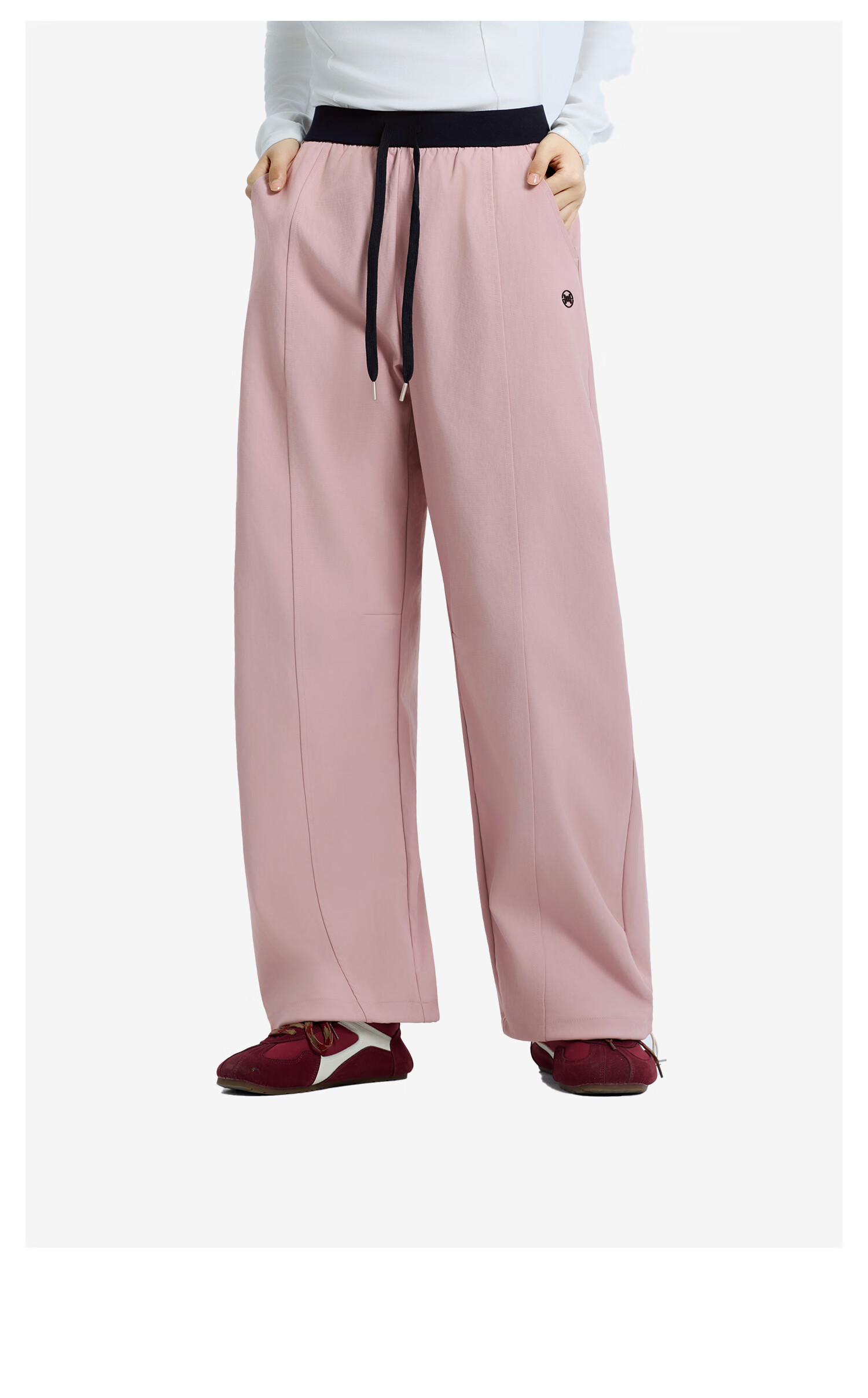Meters Bonwe Women's Casual Pants 2025 Winter New Waist Splicing Casual Solid Color Simple Jogger Pants 10