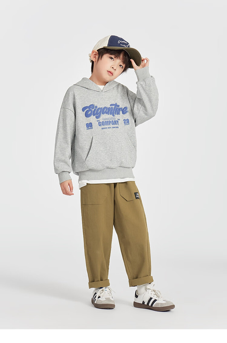 Duoduo Home [Kangaroo Pocket] Boys' Red Hoodie Sportswear Casual Spring American Letter Print Top for Older Children 18