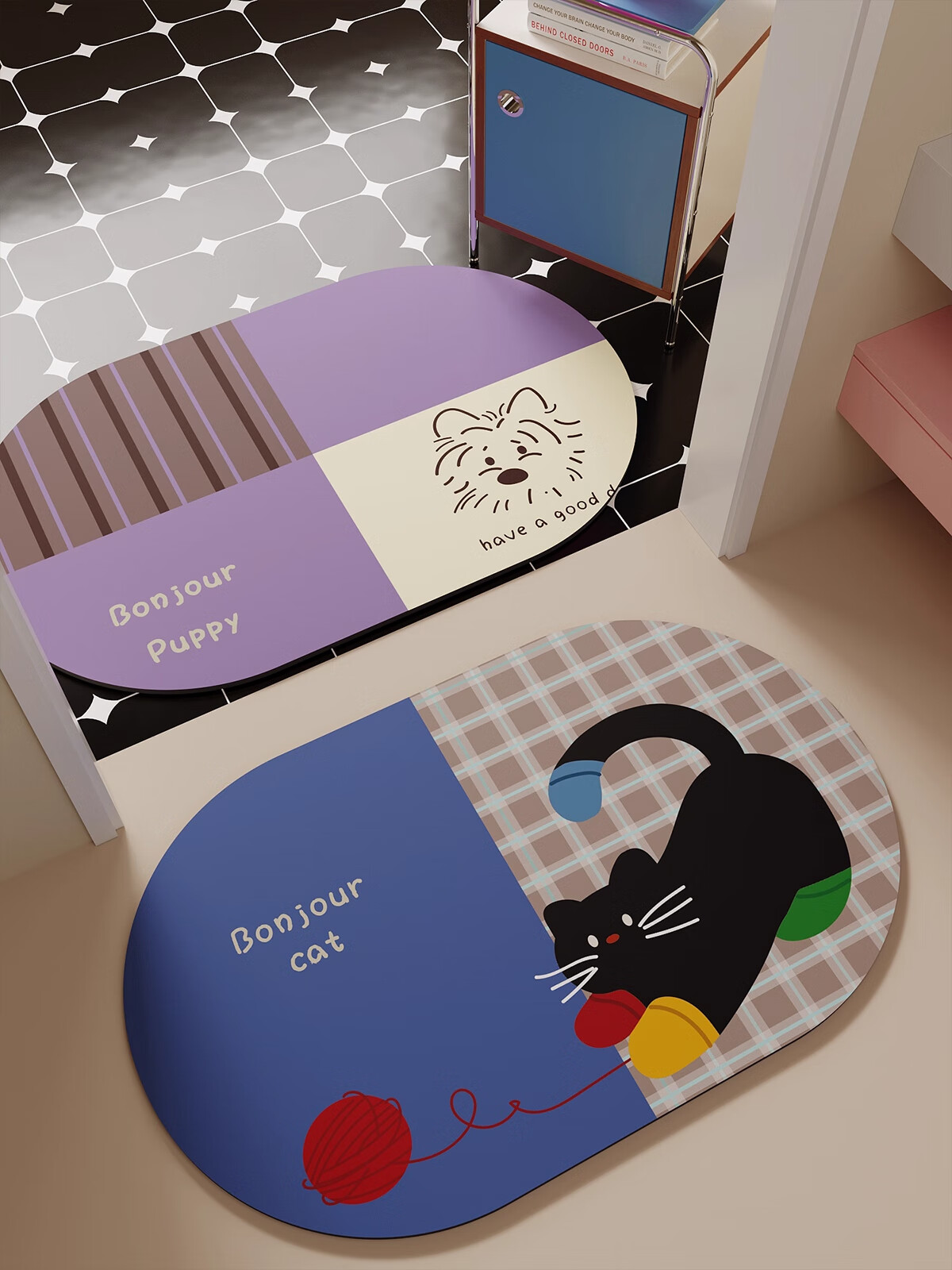 Slow Talk Bathroom Doorway Absorbent Non-Slip Shower Mat Thickened Carpet Toilet Dry Floor Mat 50*80cm 3
