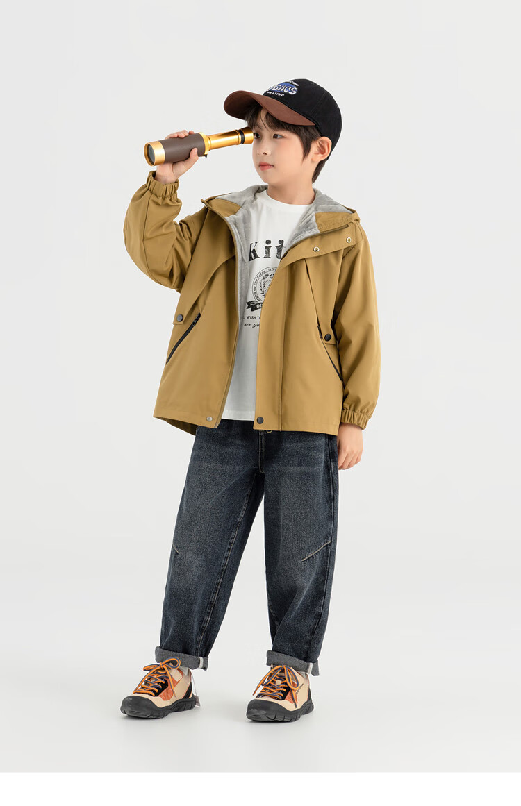 Duoduo Family 2026 Spring Autumn Kids Hiking Jacket Outdoor Warm Thin Fleece Water-Repellent Hooded Windproof Coat for Boys 25