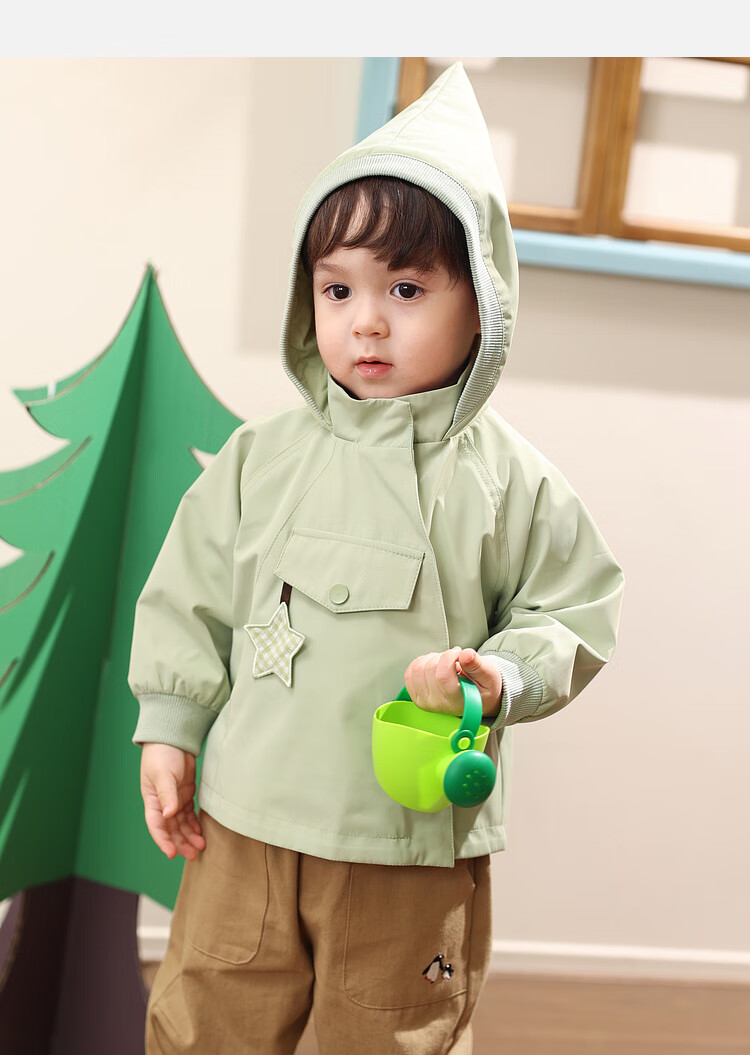LUSON Little O Dad Boys' Autumn Hooded Star Jacket Cute Baby Boys' Fall Coat with Pointed Hood 15