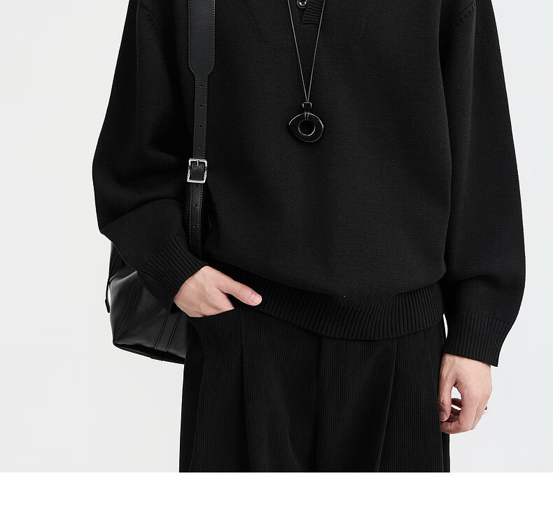 Earl Zuoer Wool Blend Two-in-One Henry Collar Autumn 2025 Long Sleeve Knit Base Shirt Men's Colorblock Sweater 27