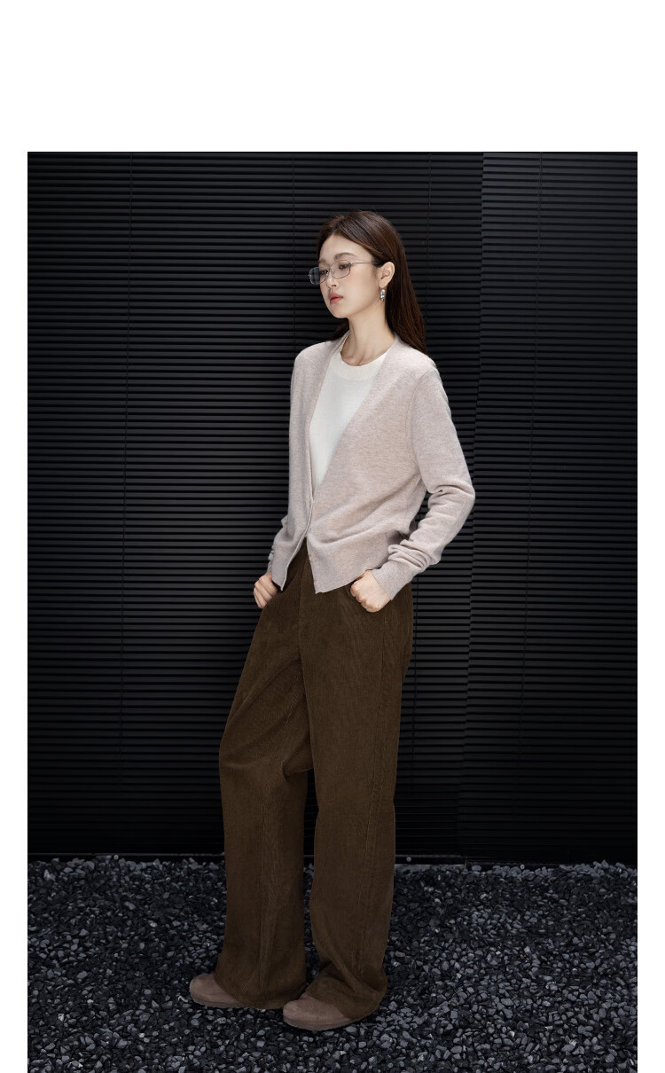 Demana Corduroy Style Autumn 100% Cotton Straight-Leg Casual Pants with Simple Buttons for Petite Women 4