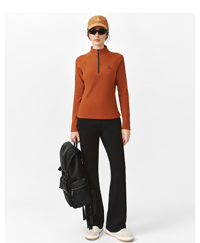 Biyinlefen POLARTEC Fleece Technology 2025 Autumn New Casual Lightweight Warm Stand Collar Long Sleeve T-Shirt for Women 9