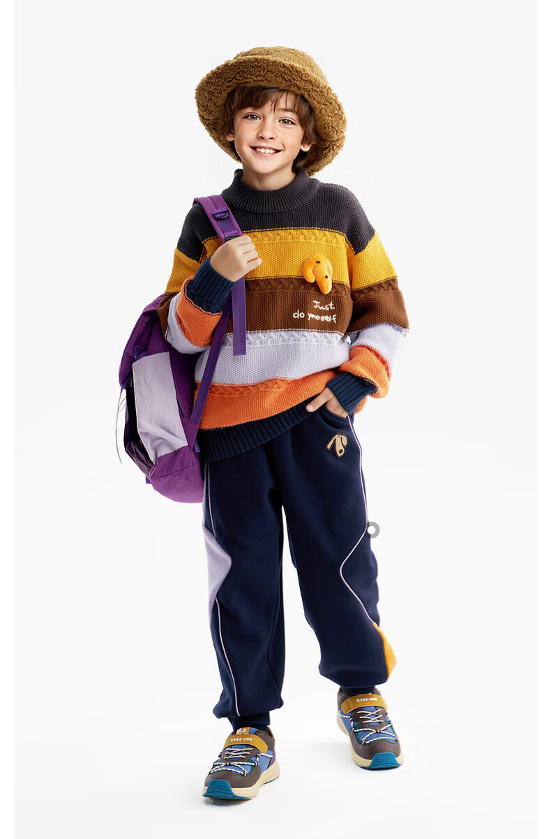 MQD Boys Sweater Knitwear 2025 Winter New Thickened Warm Half Turtleneck Striped Top for Kids 5