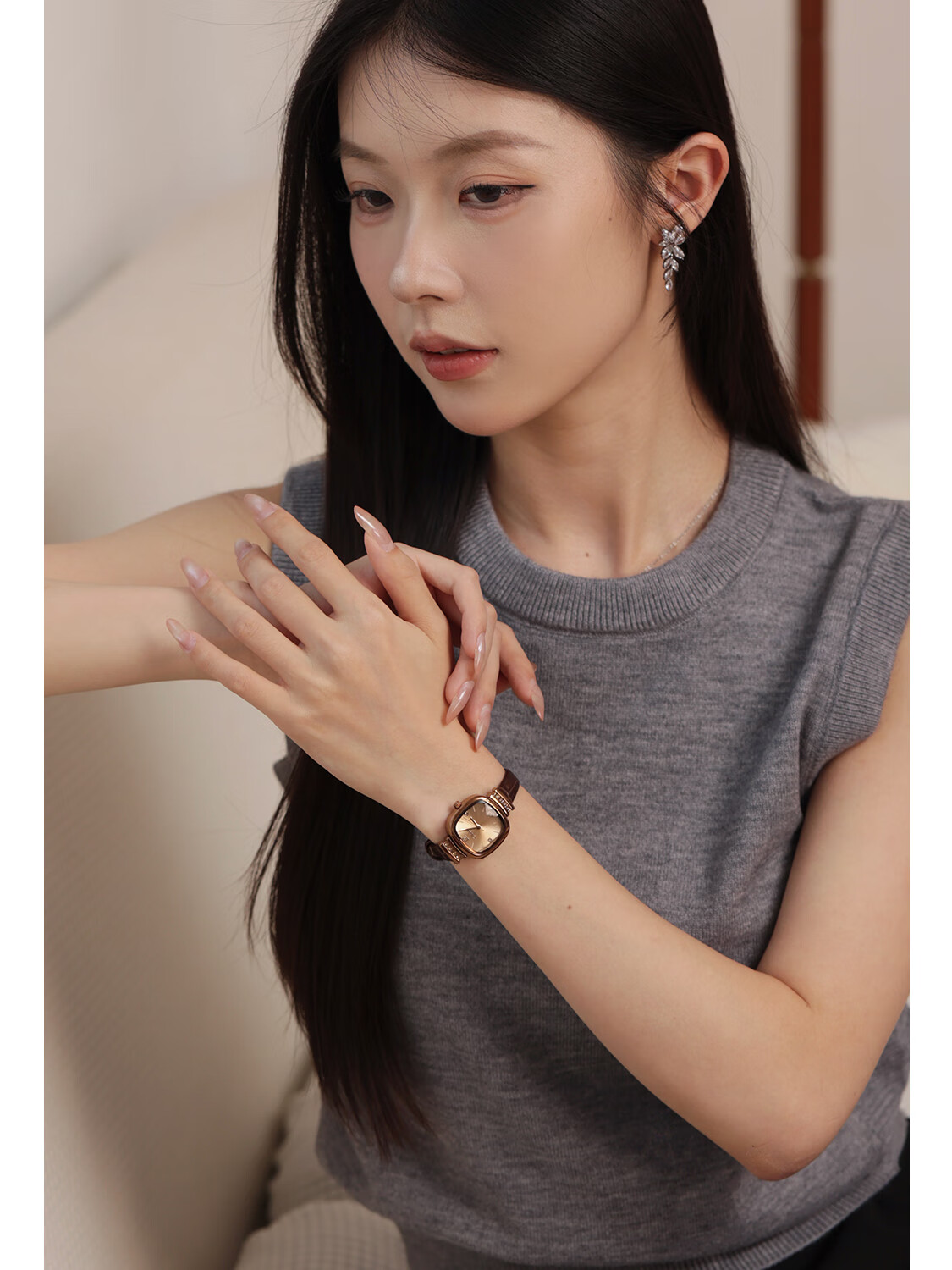 CILOA 2026 New Small Exquisite Women's Mechanical Square Watch Luxury Brown Ladies Watch 4