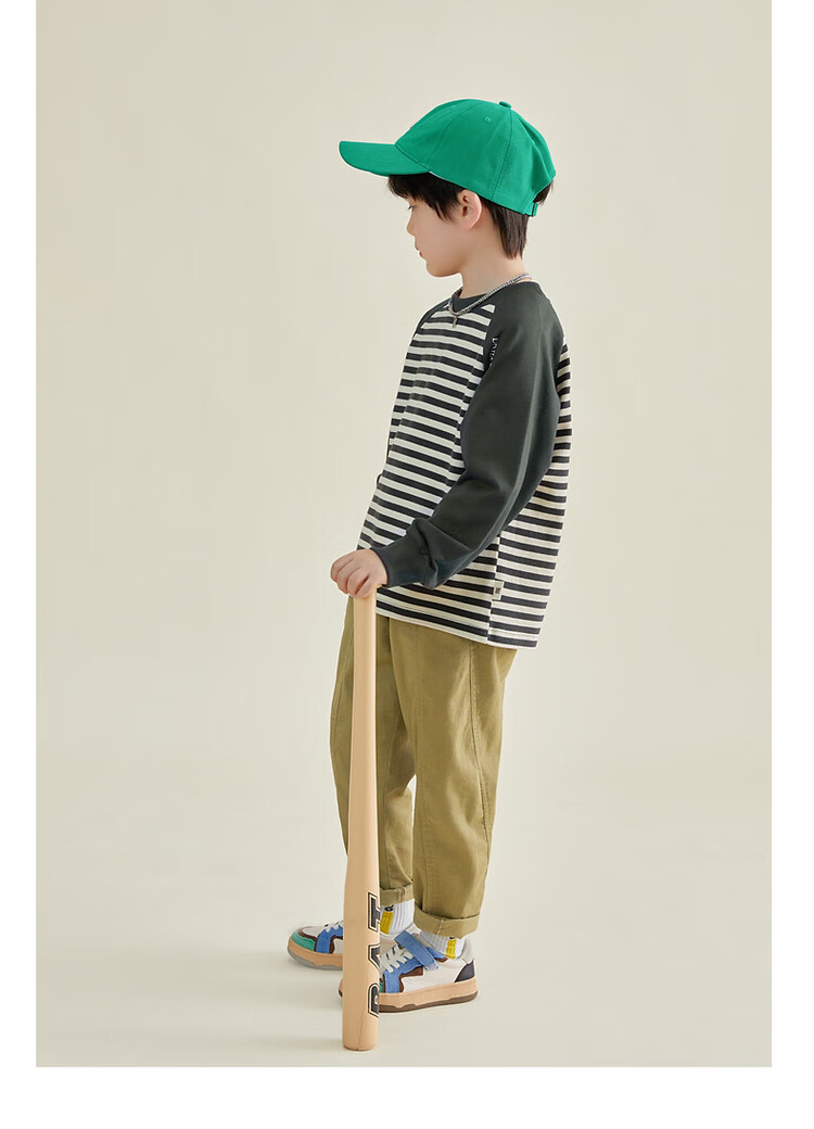 Duoduo Boys' Sweatshirt 2026 Spring Autumn Kids Waffle Stitch Raglan Sleeve Simple Versatile Top for Older Children 17