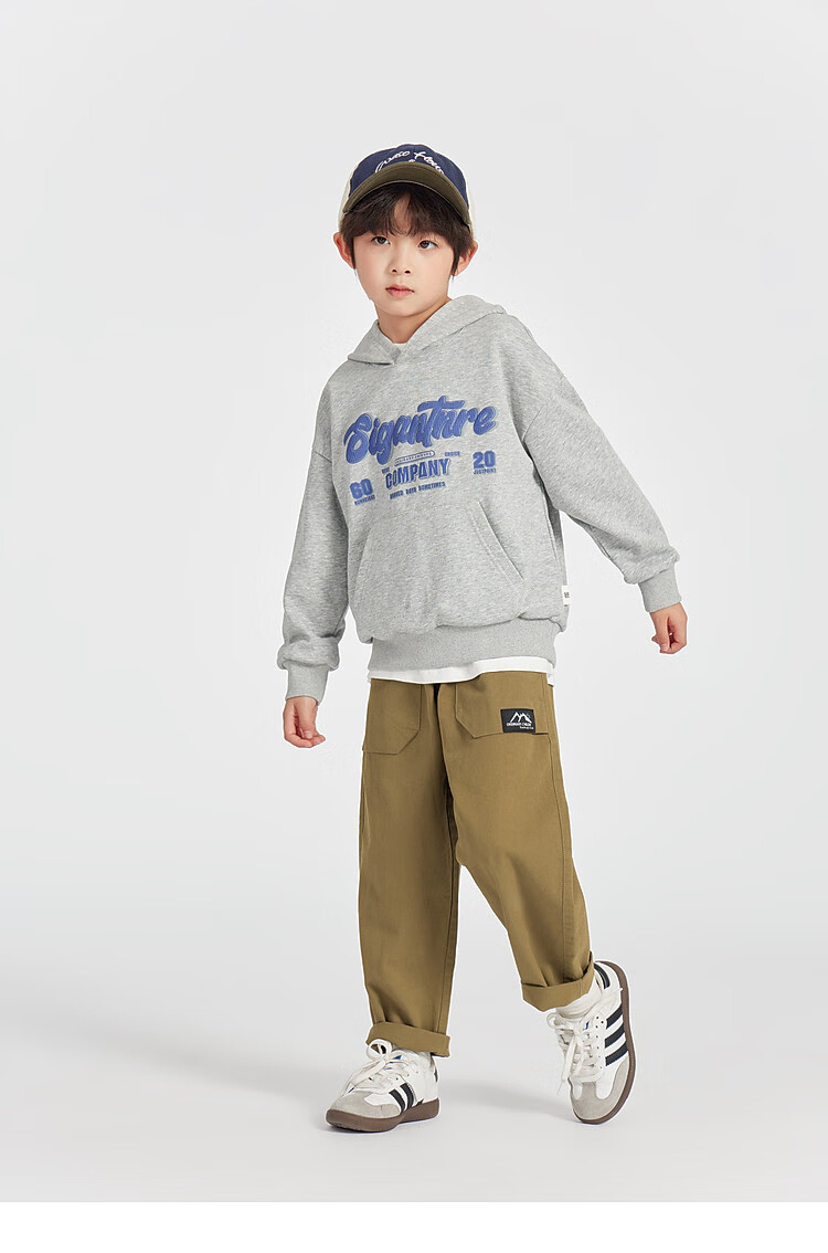 Duoduo Home [Kangaroo Pocket] Boys' Red Hoodie Sportswear Casual Spring American Letter Print Top for Older Children 23