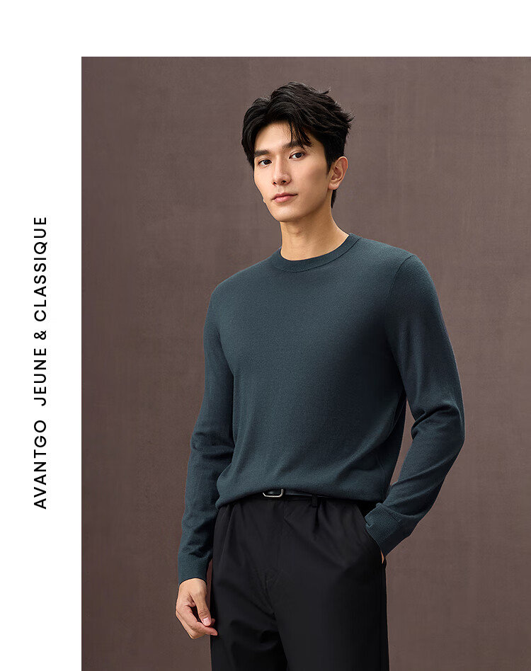 HLAHLA Men's Wool Sweater 30% Wool Warm Comfortable Knitwear Autumn Winter 6