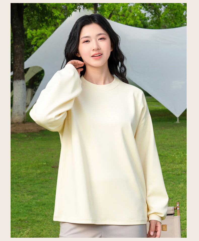 Baleno White Long Sleeve Basic Cotton T-Shirt for Women 2025 Autumn Winter Loose Plus Size Casual Top 5
