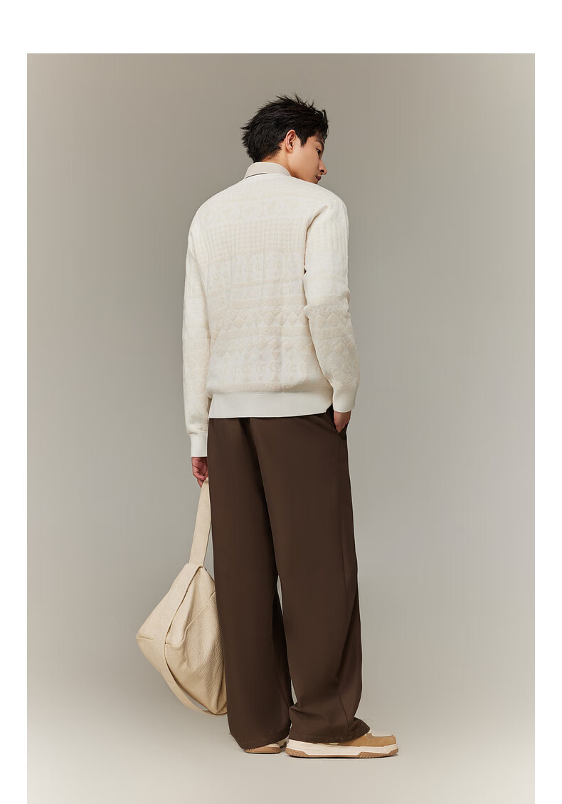 CABBEEN Geometric Totem Jacquard 3D Logo Long Sleeve Modal Soft Knit Men's Sweater Winter 2025 11