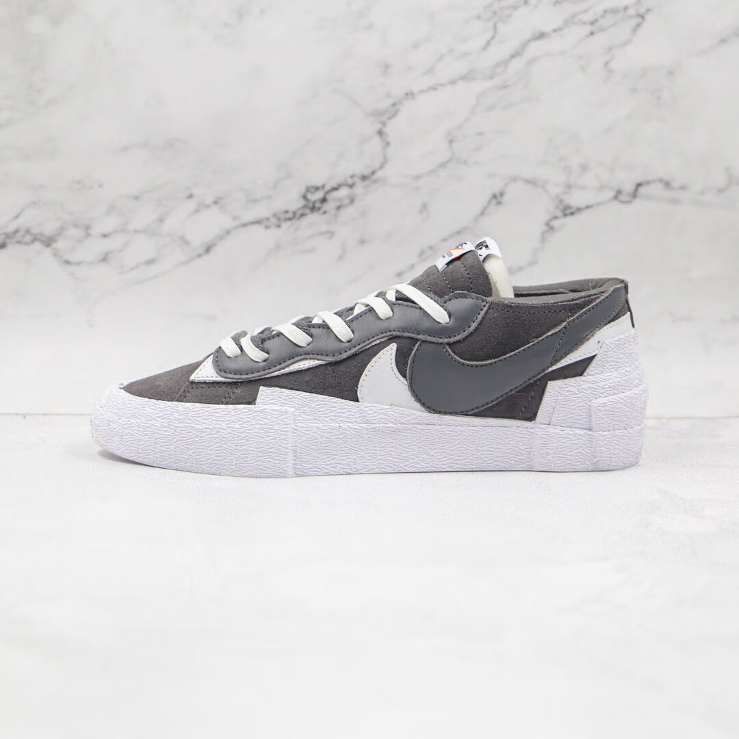 blazer sacai开拓者三方联名解构双勾休闲板鞋男女运动鞋情侣鞋 灰绿