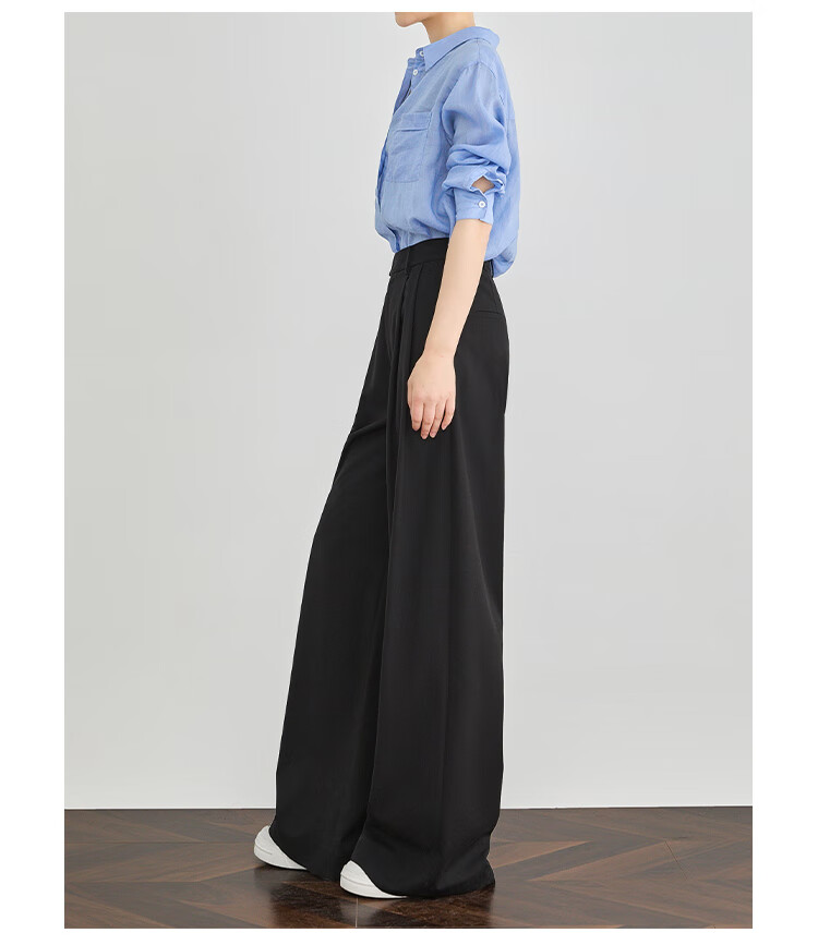 FAESSLIN [A4 Waist-Killing] Dark Gray High-Waisted Dress Pants for Women, 2026 Summer Thin Style, Elegant Draping Casual Wide-Leg Trousers for Wome 13