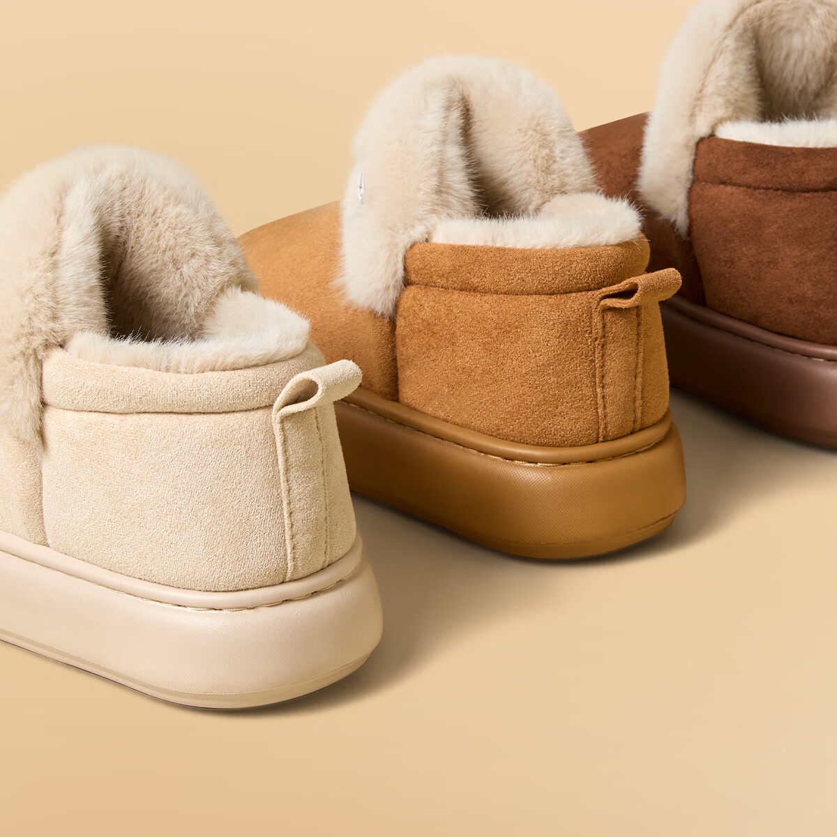 Runrou Women's Fully Covered Cotton Slippers Autumn Winter 2025 New Plush Warm Furry Cotton Shoes Snow Boots Winter 6