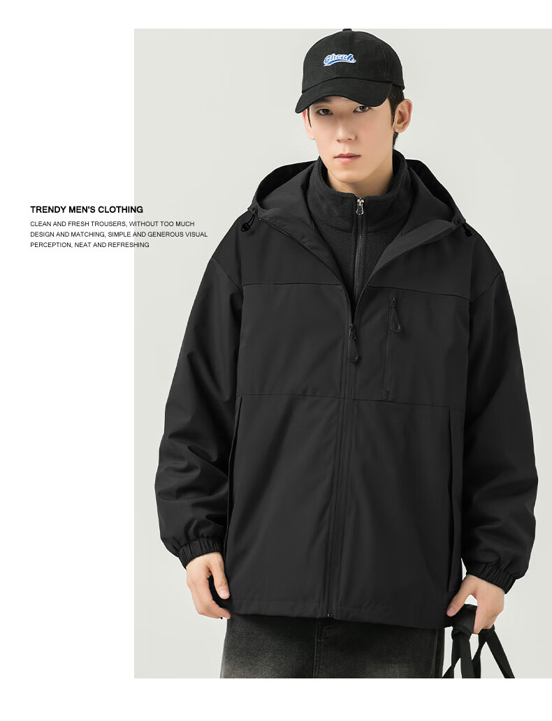 WOOD SOON 3-in-1 Cotton Padded Jacket Unisex Autumn Winter Thickened Fleece Windproof Warm Stand Collar Coat 11