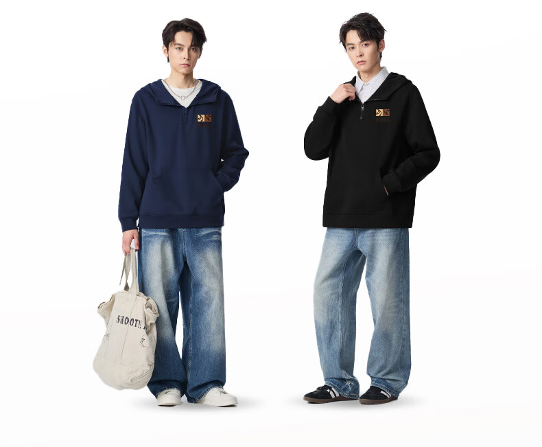 Mark Fairwhale Men's Hoodie Autumn Winter 2025 New Half-Zip American Style Loose Casual Pullover Wine Red XL 3