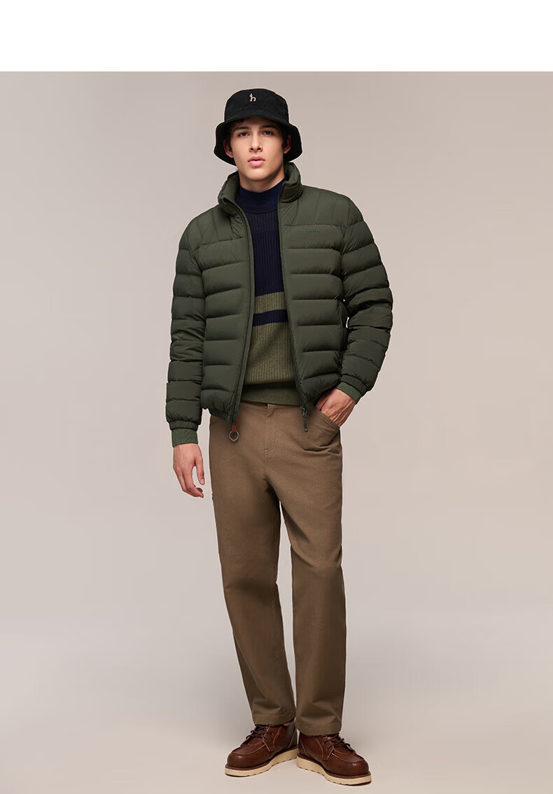HAZZYS Men's Winter Goose Down Jacket Simple Casual Stand Collar Coat ASFZU0CDX09 15