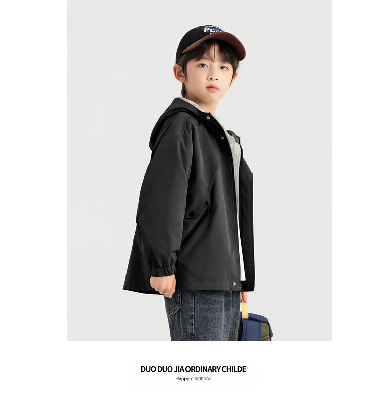 Duoduo Family 2026 Spring Autumn Kids Hiking Jacket Outdoor Warm Thin Fleece Water-Repellent Hooded Windproof Coat for Boys 27