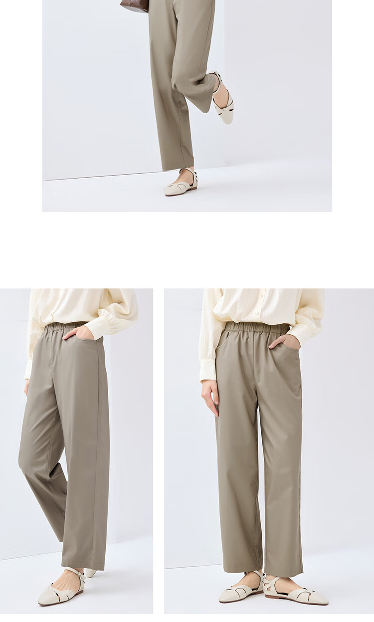Giordano Outdoor Women's Summer Wear, High-Tech Cooling Antibacterial Elastic Waist Straight-Leg Cropped Pants 05425063 16