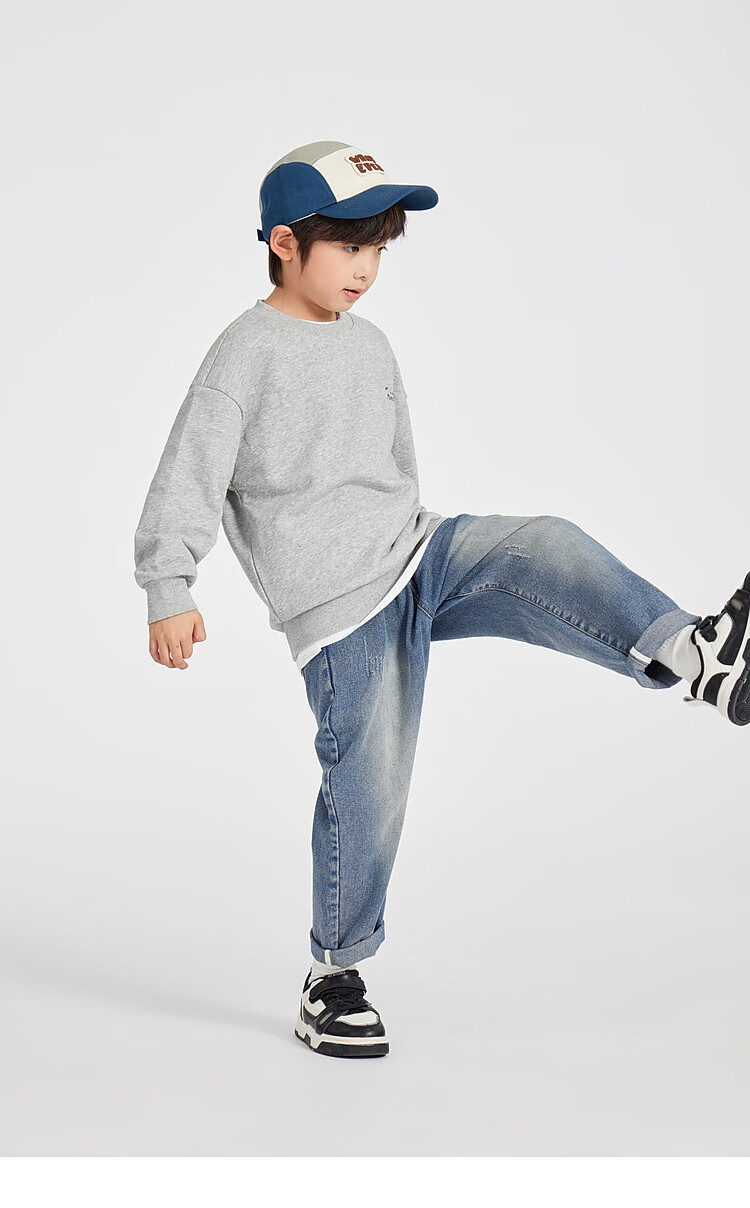 Duoduo Kids 2026 Spring Autumn Cartoon Cloud Print Sweatshirt Boys Casual Sports Top Big Kids Crew Neck Base Layer 7