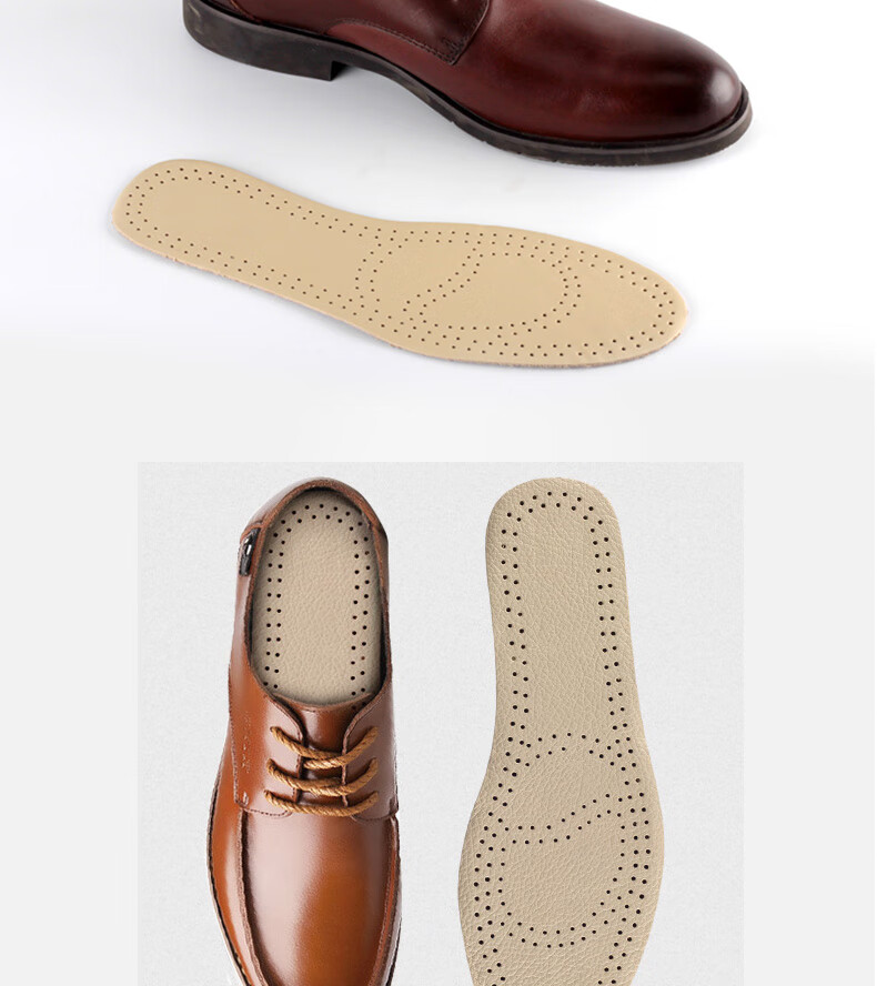Huabaochi 2 Pairs Leather Insoles Men Breathable Sweat-Absorbing Odor-Resistant Genuine Cowhide Soft Latex Thin Summer Women's Shoe Insoles 12