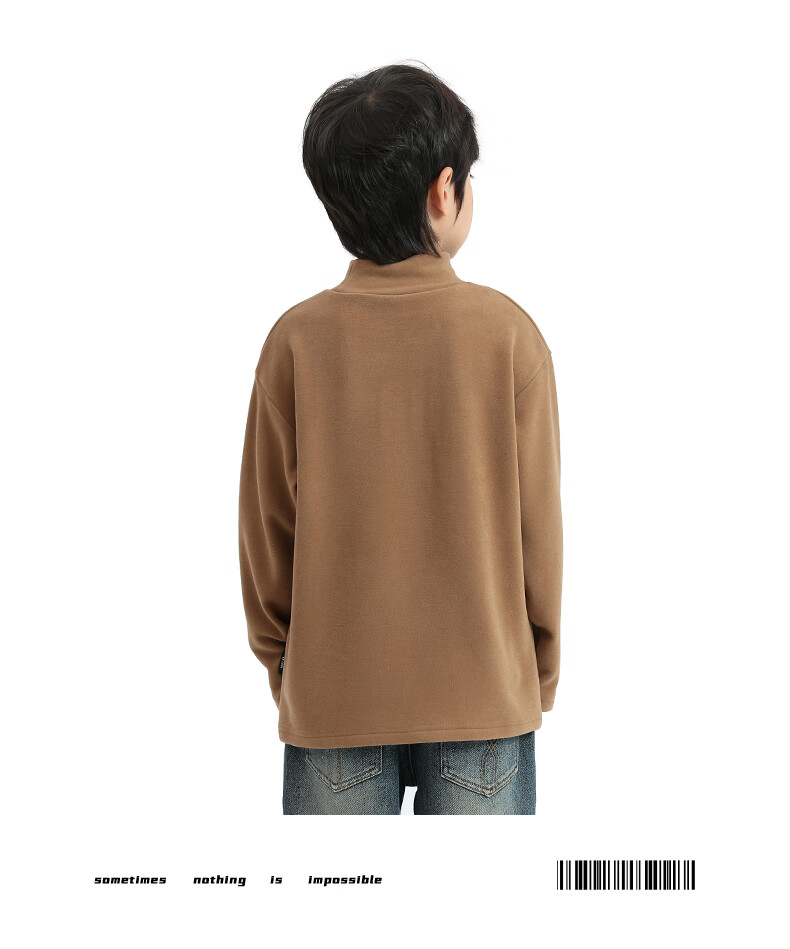 Little Elephant Ham Boys' Base Layer Shirt Autumn Winter Children's Innerwear Half Turtleneck New Boys' Trendy White 150 cm 8