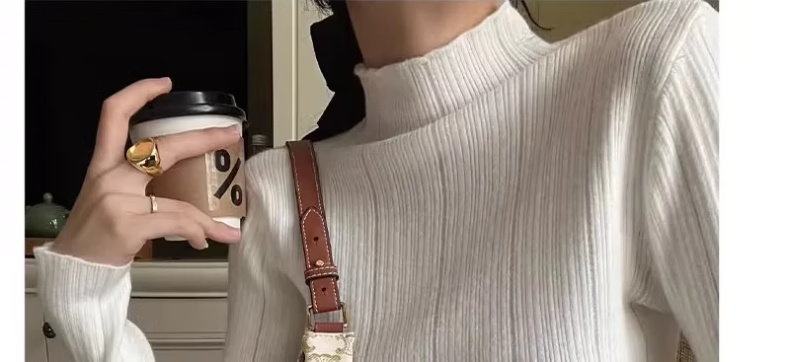 LangSha Women's Autumn Winter Turtleneck Base Shirt Soft Korean Style Elegant Versatile Top 17