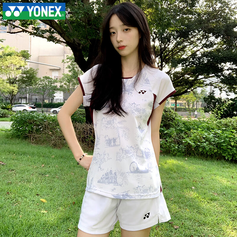 YONEX Badminton Sports T-Shirt Breathable Short Sleeve Set Men's Set - 1102925BCR - White L 2