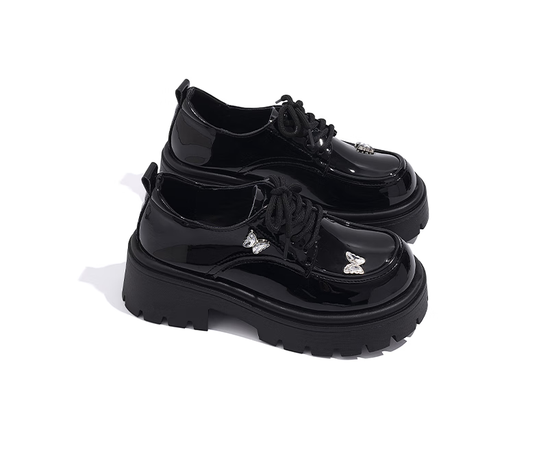 Global Platform Loafers Women 2026 New Summer Bowknot Versatile Casual Black Leather Shoes Height Increasing Flats 9