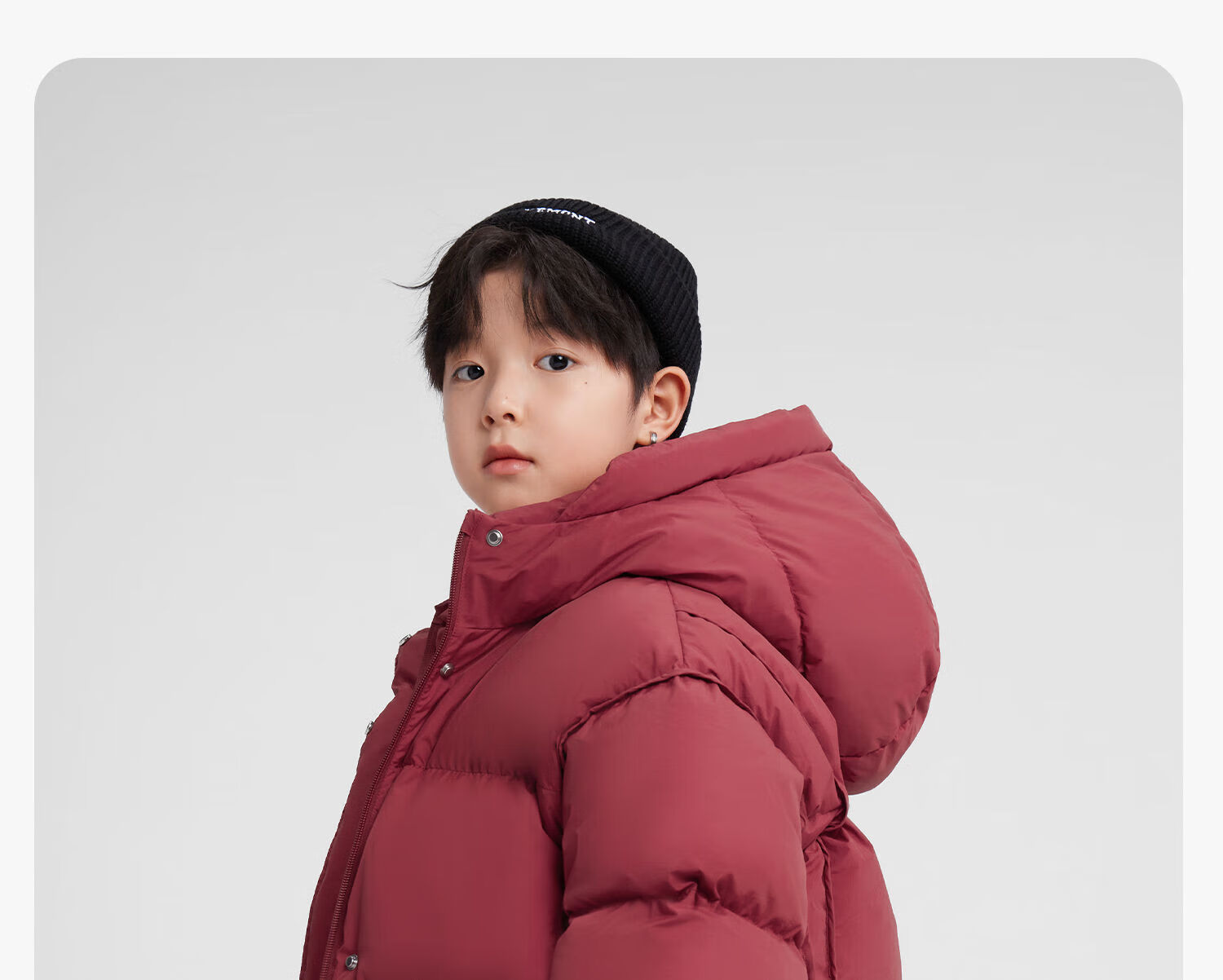Zuo Xi Boys' Mid-Length Down Jacket Winter Warm Thickened Hooded Coat Red Size 130 New Year Outfit 42