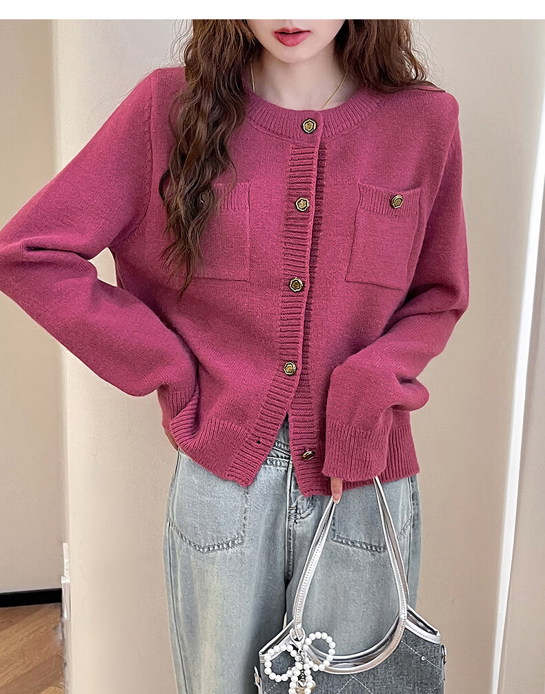 TonLion 2025 Autumn Winter New Small Fragrance Style Cardigan Sweater Women Round Neck Gentle Temperament Knitwear 13