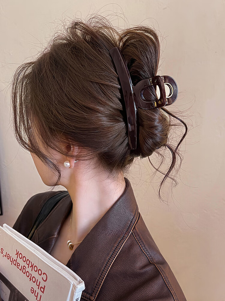 Idair Premium Chocolate Brown Large Straight Hair Clip Shark Clip 2026 New Women's Hairpin Birthday Gift 4