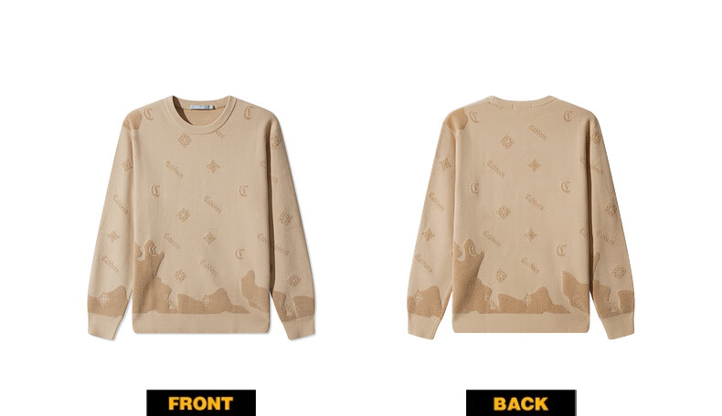 CABBEEN Men's Long Sleeve Sweater Logo Combined with Vintage Pattern 2025 Winter Knitwear 13