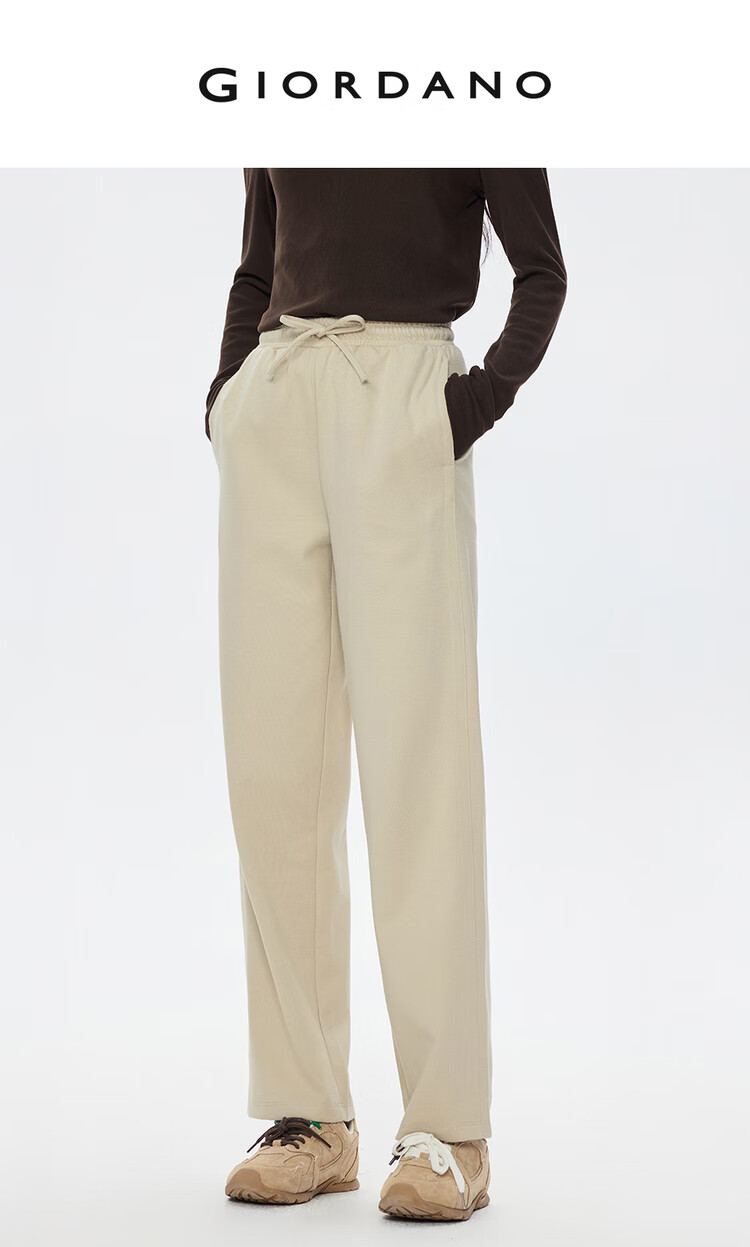 Giordano Women's Drawstring Sweatpants Autumn Winter New Loose Fit Double-Sided Fabric Elastic Waist Casual Pants 05415867 3