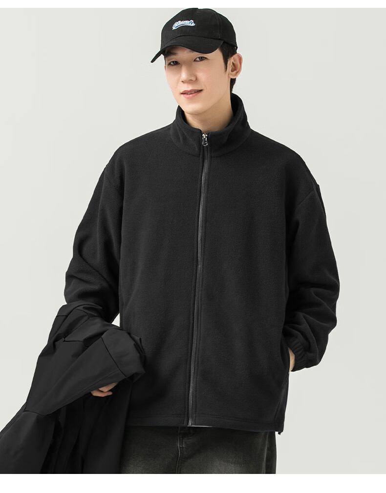 WOOD SOON 3-in-1 Cotton Padded Jacket Unisex Autumn Winter Thickened Fleece Windproof Warm Stand Collar Coat 12