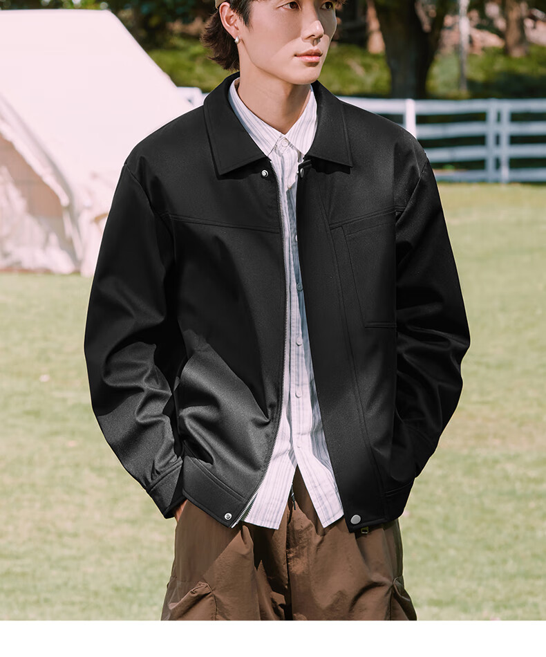 MARK FAIRWHALE Vintage Lapel Jacket for Men, 2026 Spring And Autumn New High-End Barne Style Workwear Coat Trendy Brand, Khaki, M 4
