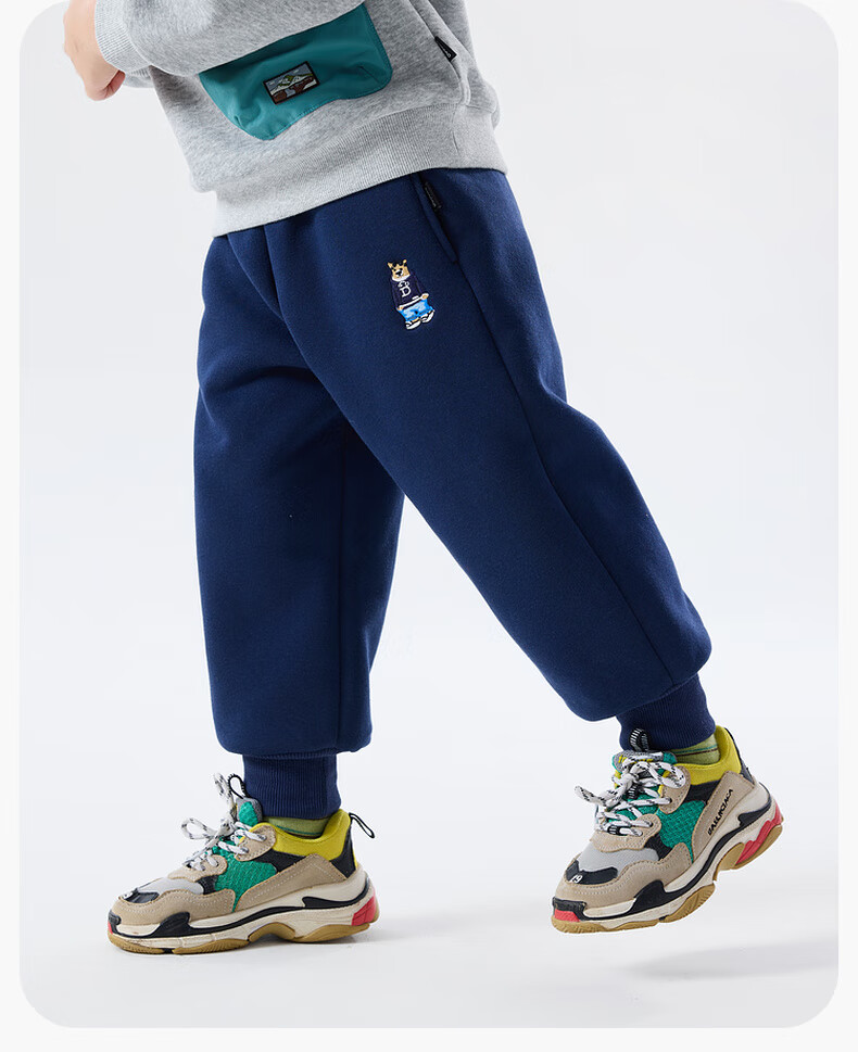 Dudu Boys Winter Thickened Pants Children's Fleece Casual Pants Girls Sports Pants Baby Warm Long Pants Gray 80 3